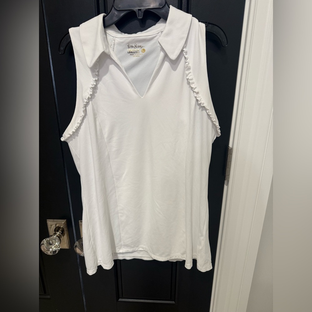 Lilly Pulitzer White Ruffled Sleeveless Blouse
